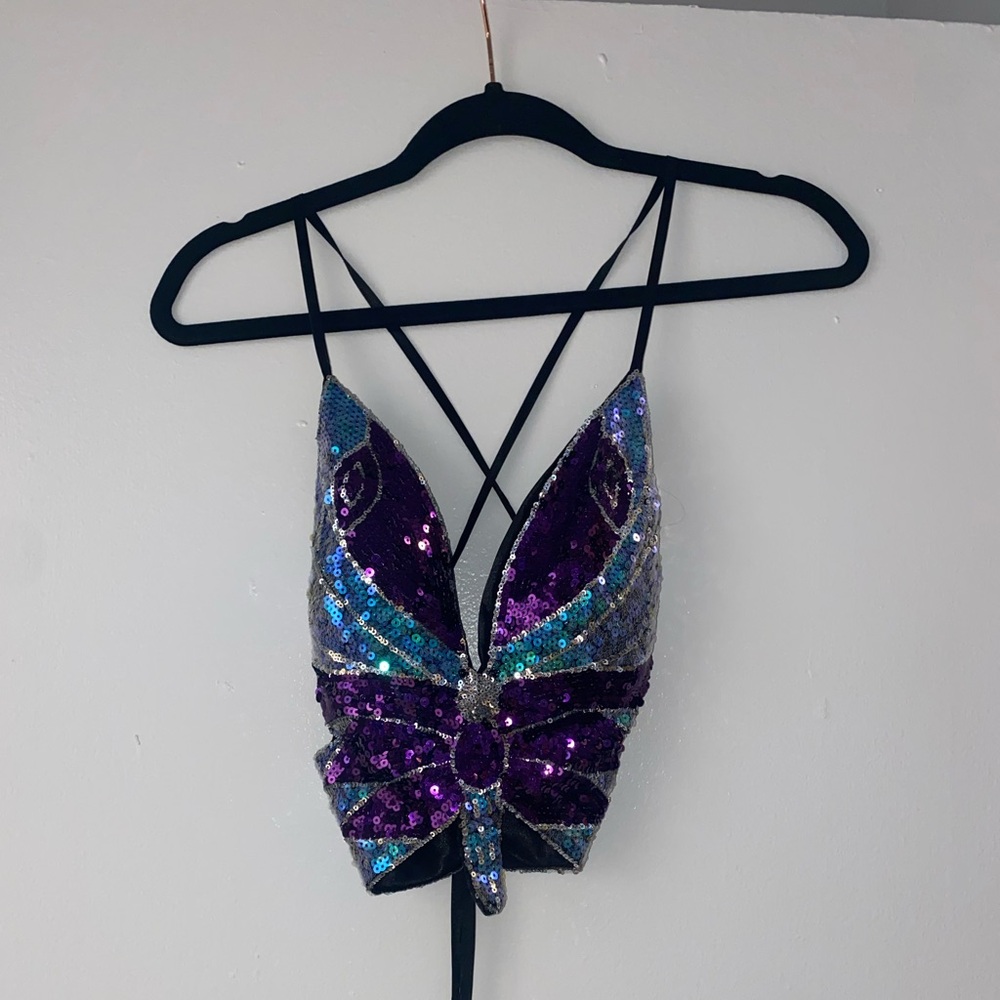 Nasty Gal Sequin Butterfly Top